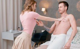 Naked lovers talk in bed
